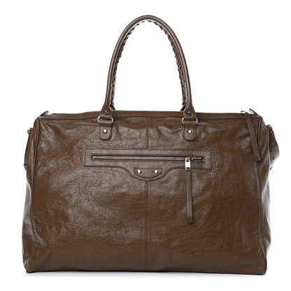 Balenciaga Agneau Classic Silver Hardware Weekender Brown 1 of 12