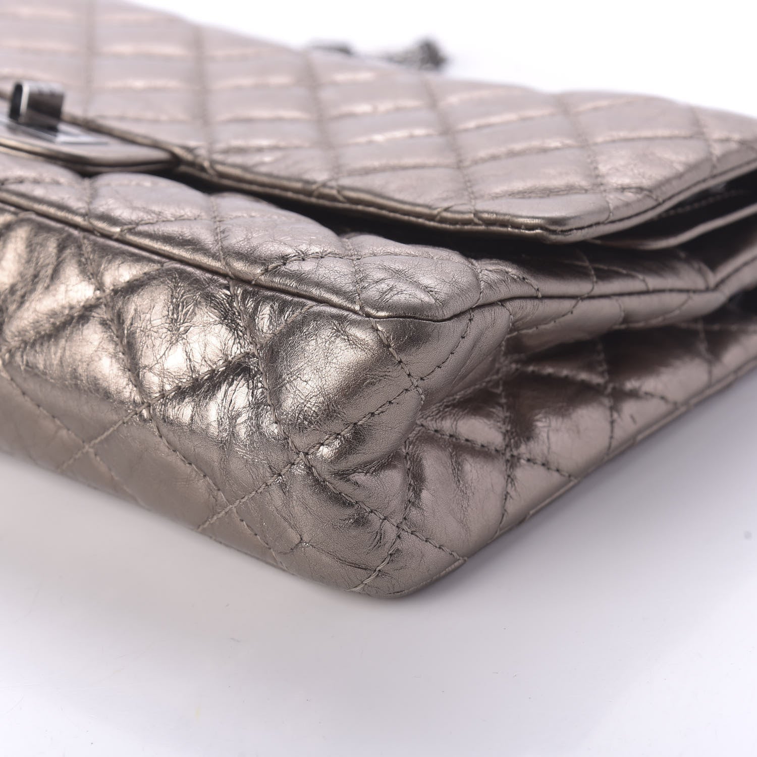 Chanel Metallic Aged Calfskin Quilted 2.55 Reissue 226 Flap Dark Silver 7 of 11