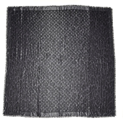 Louis Vuitton Silk Wool Monogram Leogram Shine Shawl Black 1 of 4