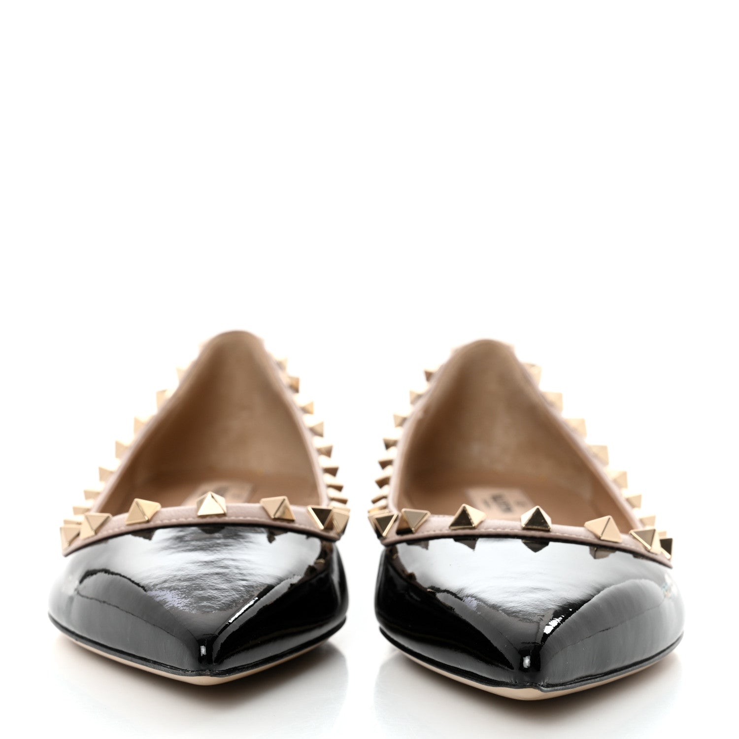 Valentino Garavani Patent Nappa Rockstud Ballerina Flats 38.5 Black Poudre 2 of 9