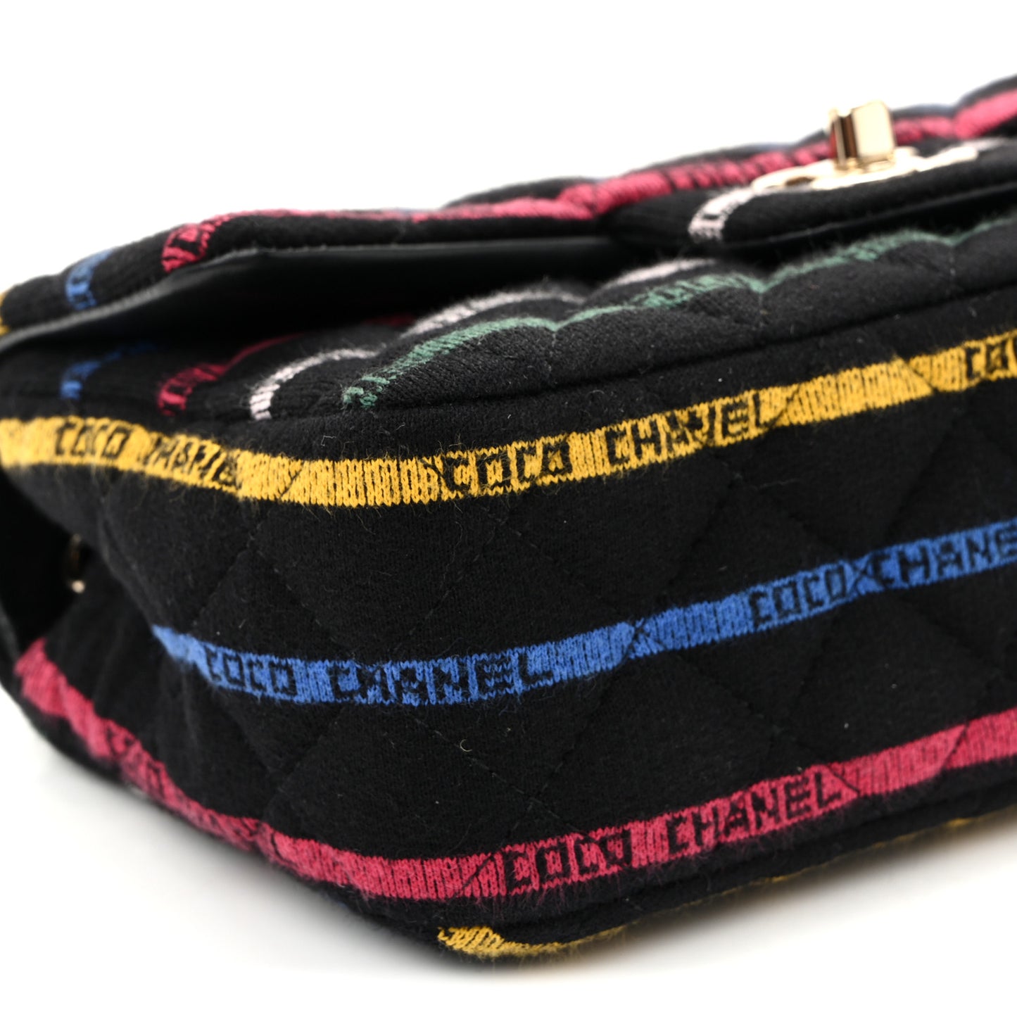 Jersey Quilted Mini Rectangular Flap Black Multicolor