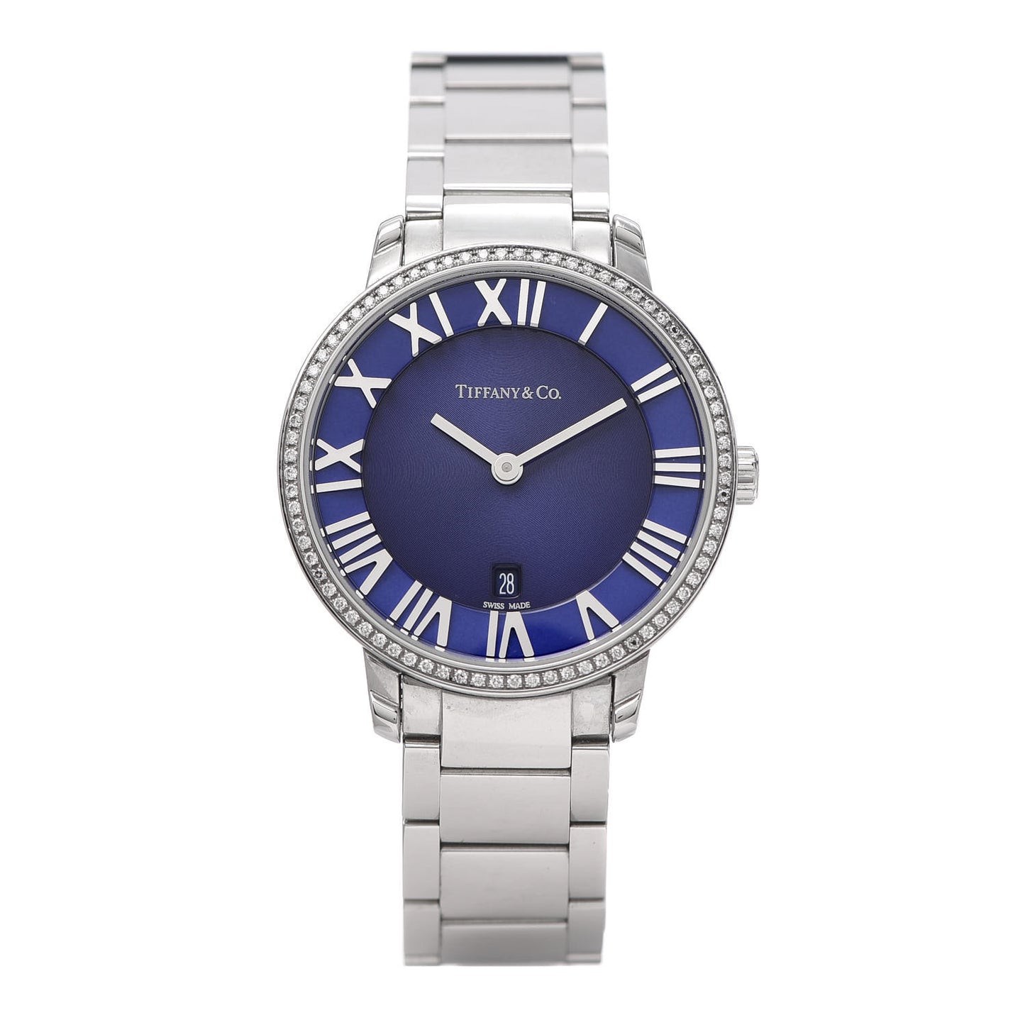 Stainless Steel Diamond Bezel 31mm Atlas 2-Hand Quartz Watch Blue Azure
