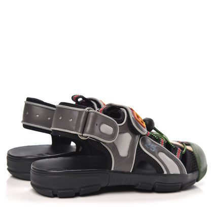Gucci Mesh Fabric Tinsel Sport Sandals 36 Black Silver Green 4 of 8