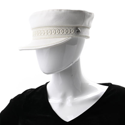 Hermes Double Linen Twill Cabourg Cap 56 White 2 of 8
