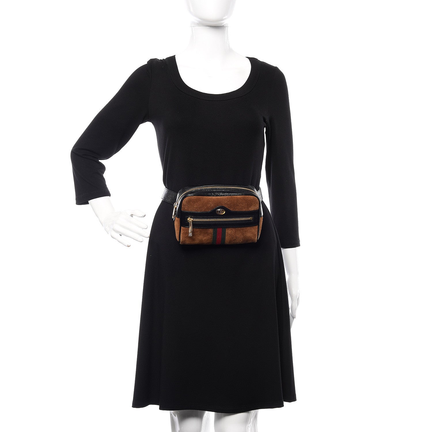 Gucci Suede Small Ophidia Belt Bag 85 34 Brown 2 of 10