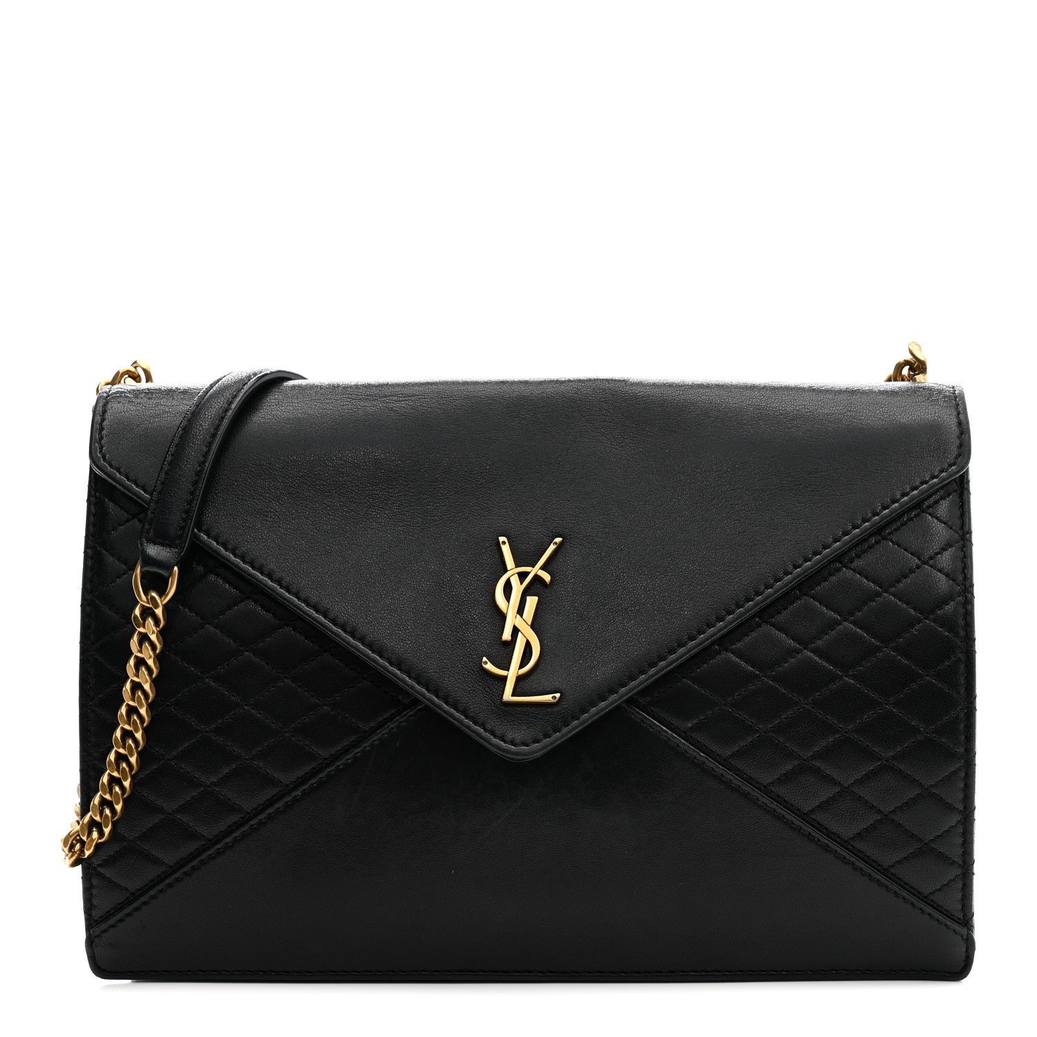 Saint Laurent Lambskin Quilted Monogram Gaby Chain Bag Black 1 of 17