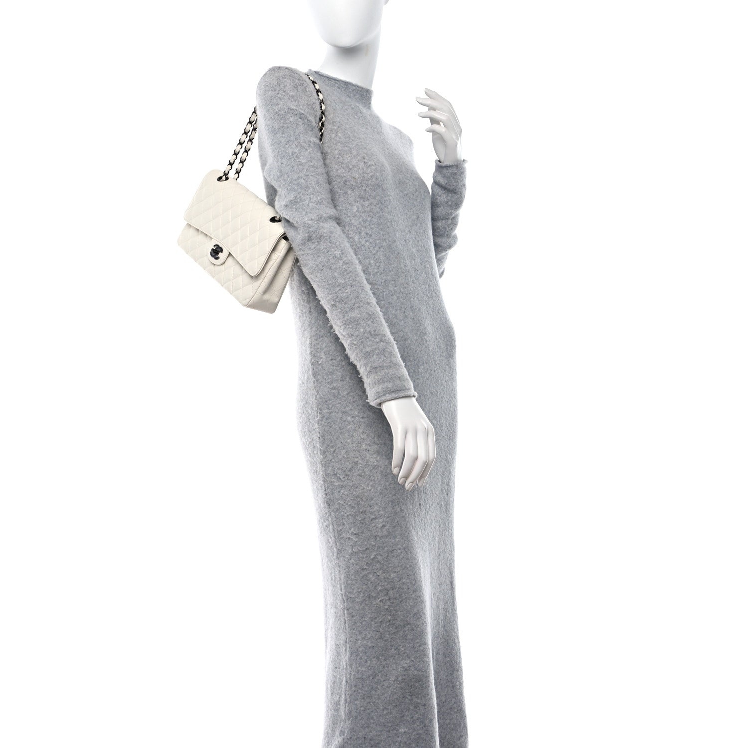 Chanel Crumpled Calfskin Quilted Medium Double Flap White 2 of 10