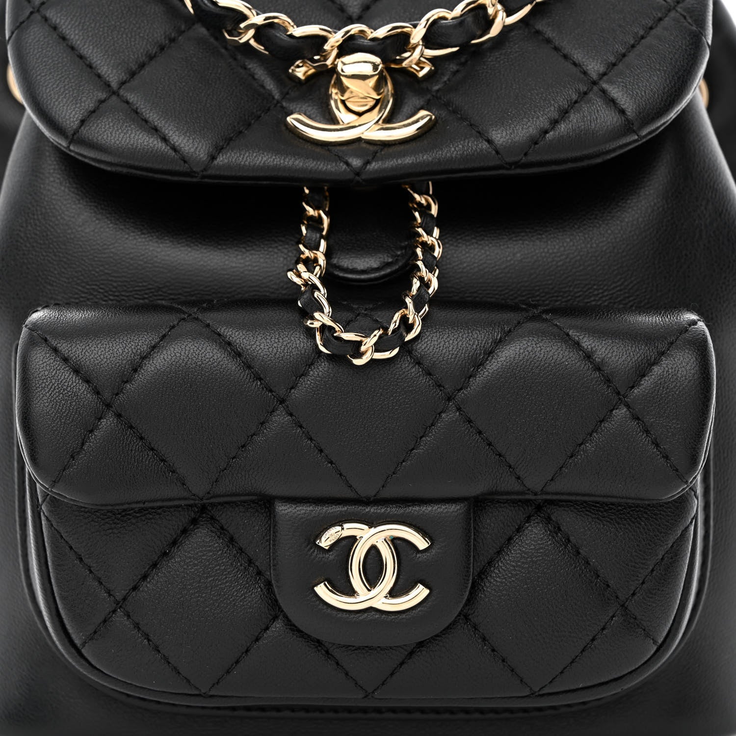 Chanel Lambskin Quilted Small Duma Drawstring Backpack Black 8 of 11