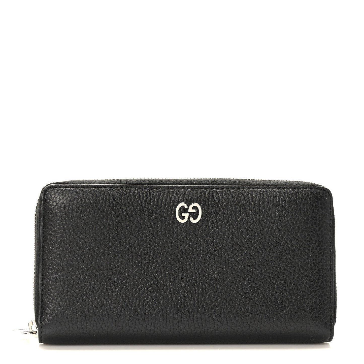 Pebbled Calfskin Dorian Zip Around Wallet Black