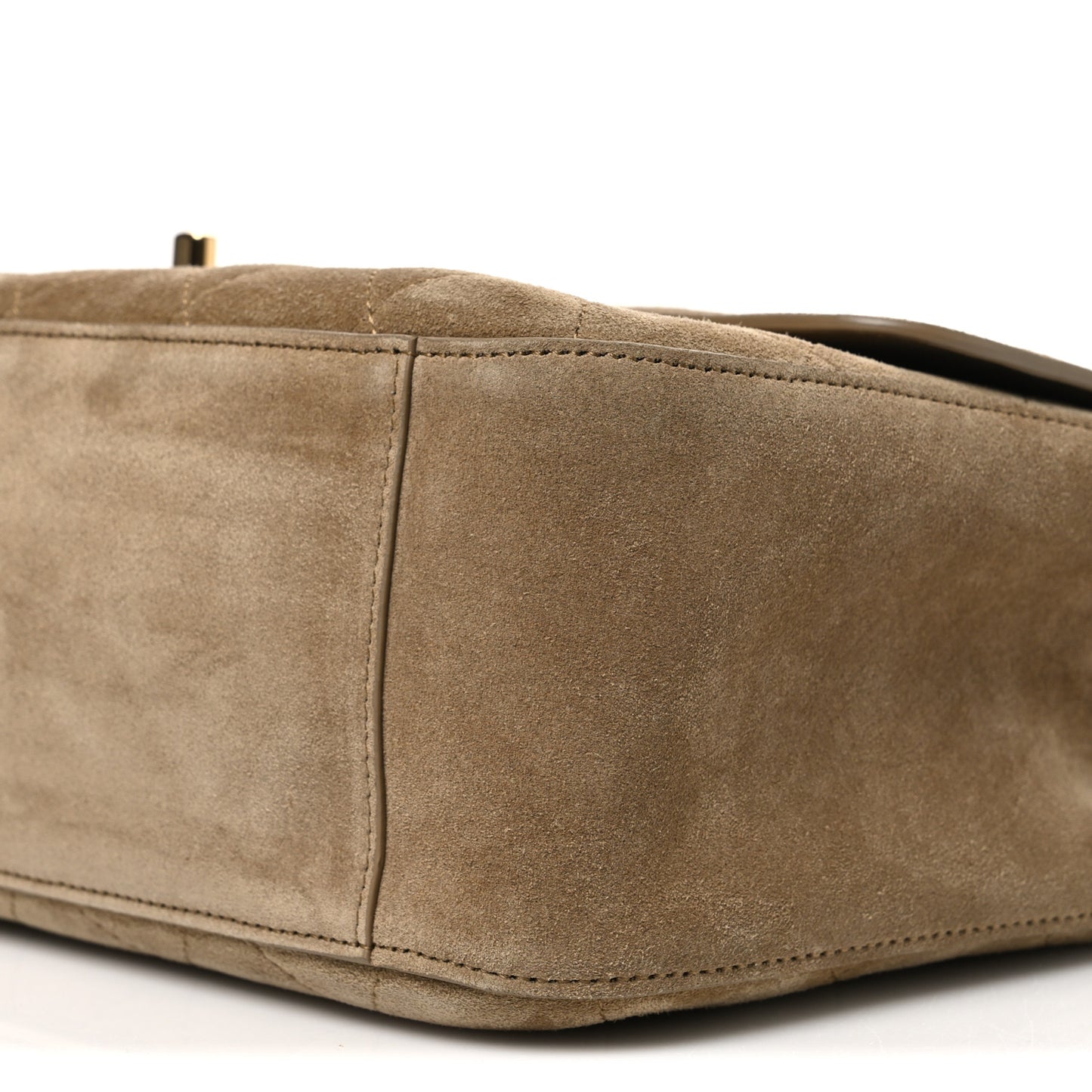 Suede Calfskin Small Souplissimo Maxi Flap Dark Beige