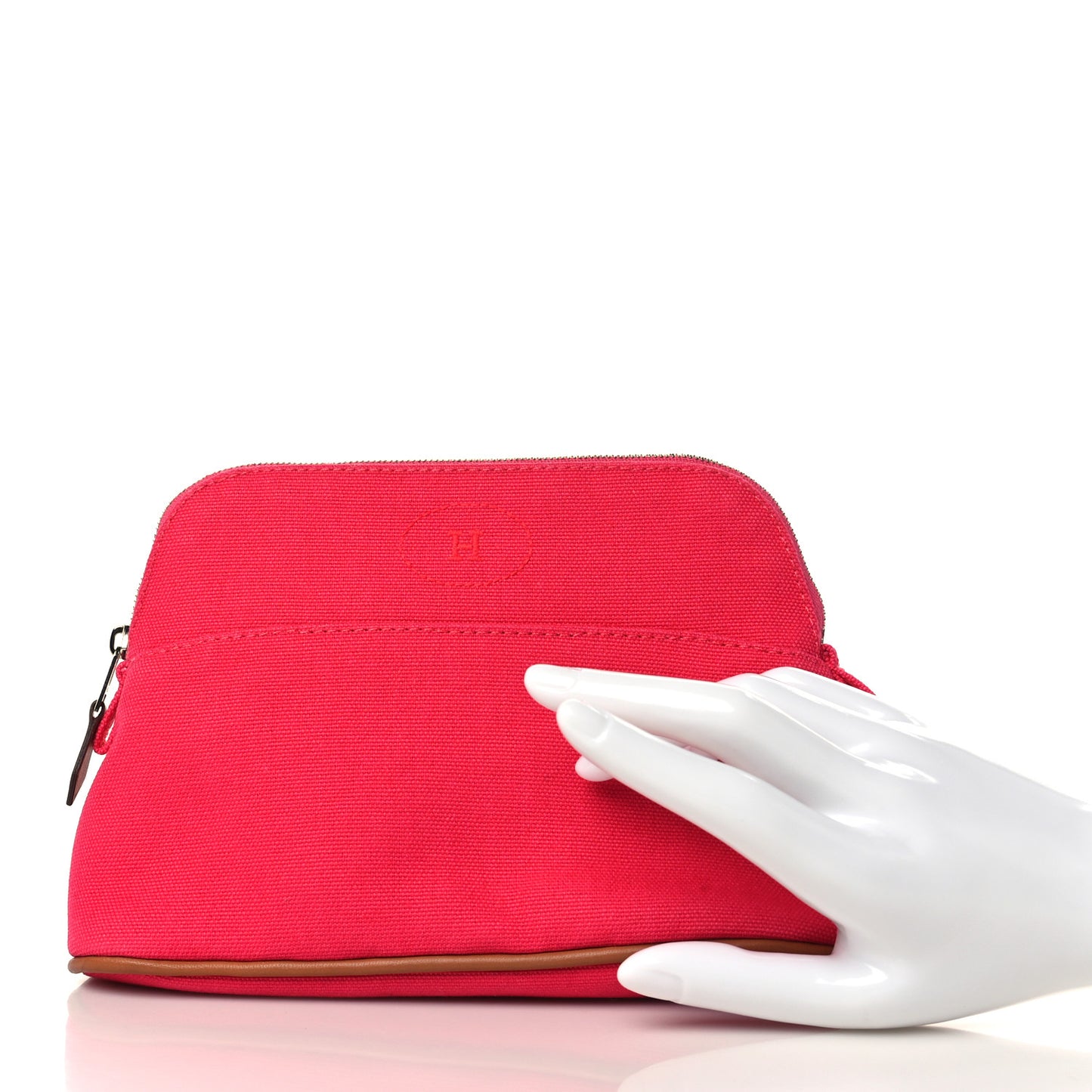 Cotton Canvas Mini Bolide Travel Cosmetic Pouch Hibiscus