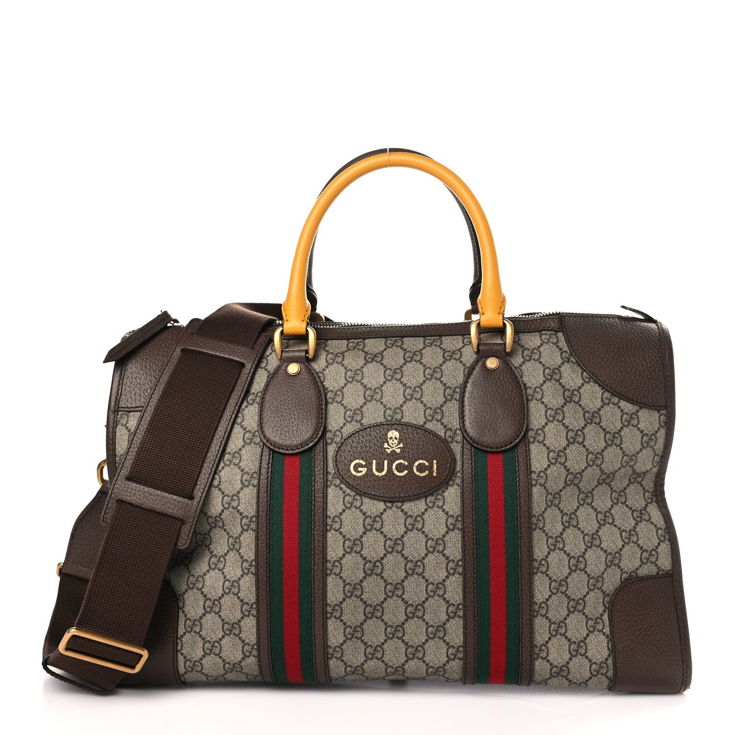Gucci Soft GG Supreme Monogram Web Medium Duffle Bag Beige New Acero Crop 1 of 9