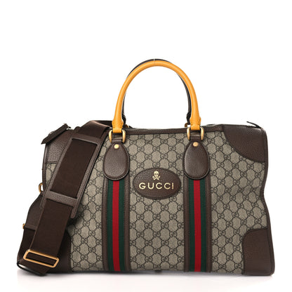 Gucci Soft GG Supreme Monogram Web Medium Duffle Bag Beige New Acero Crop 1 of 9