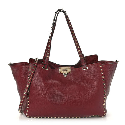 Valentino Garavani Pebbled Calfskin Medium Rockstud Tote Camelia 1 of 9