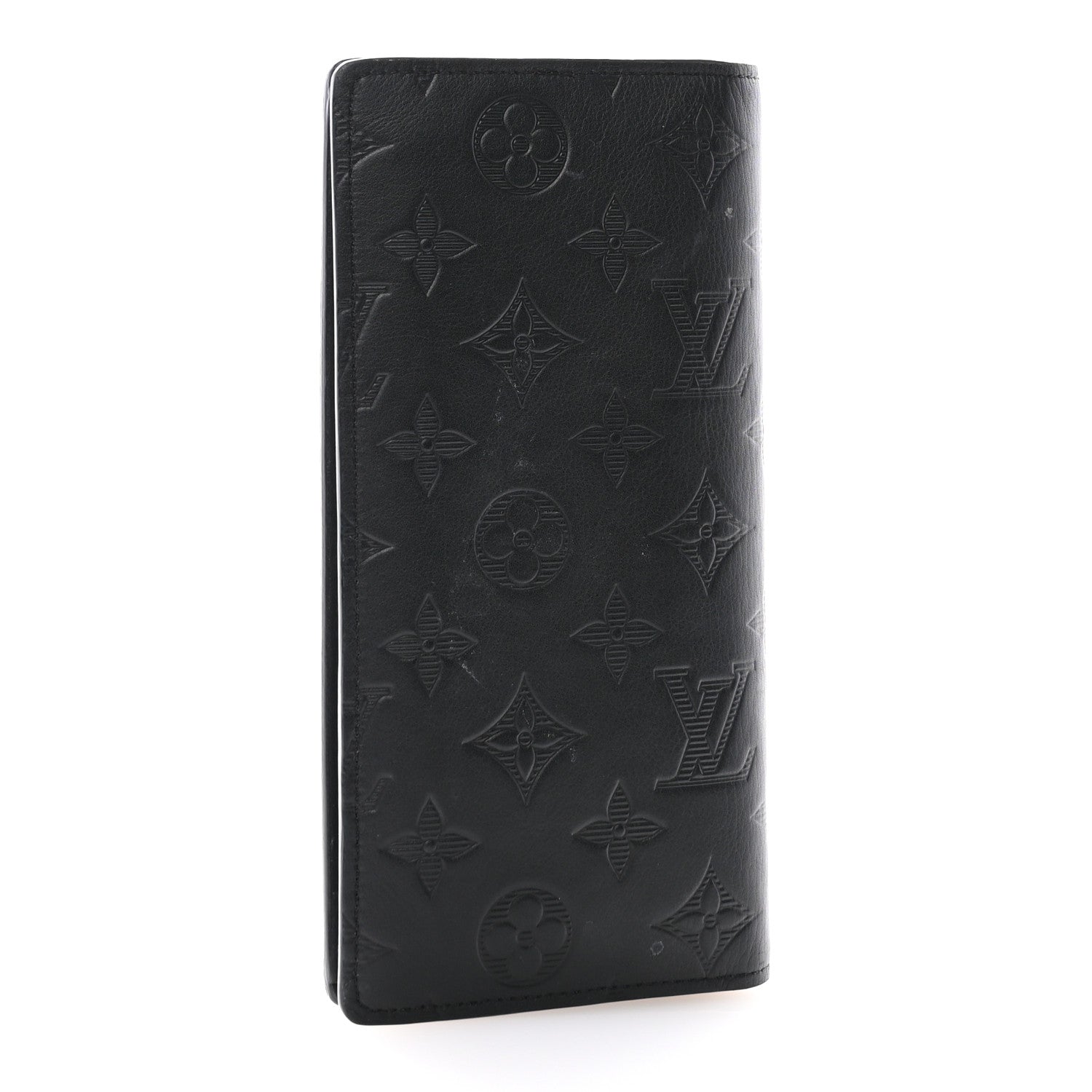 Louis Vuitton Calfskin Monogram Shadow Brazza Wallet Black 3 of 9