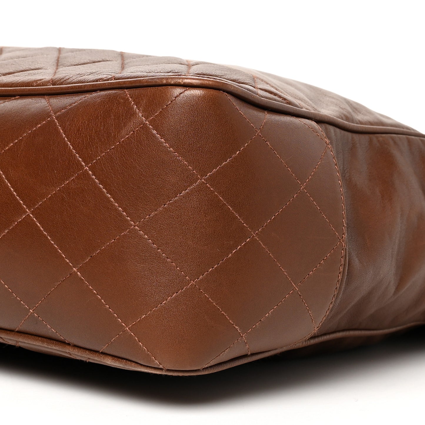 Lambskin Quilted Satchel Brown