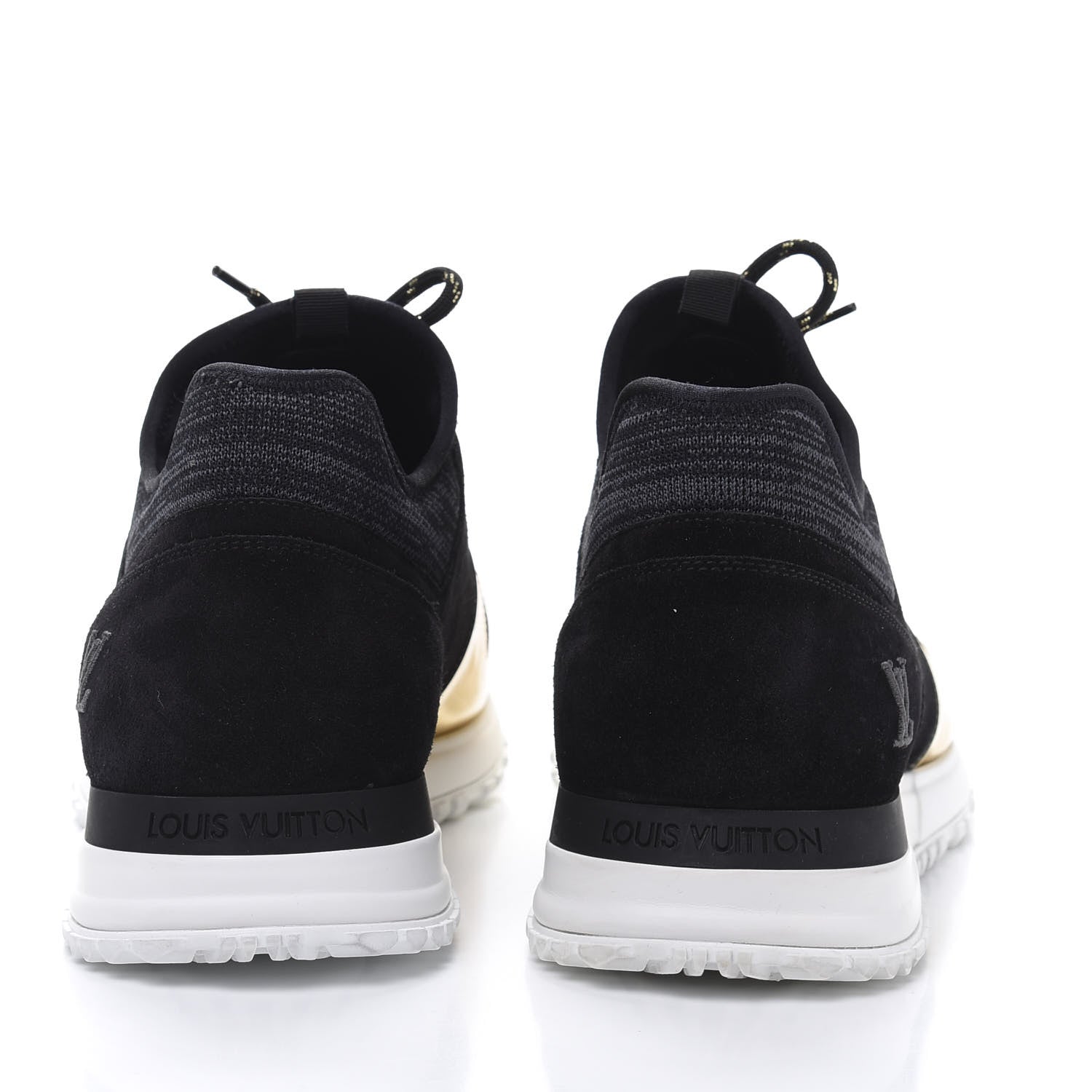 Louis Vuitton Metallic Patent Suede Run Away Sneakers 9.5 Black Gold 4 of 9