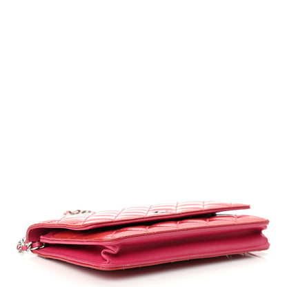 Chanel Patent Calfskin Quilted Wallet On Chain WOC Pink 4 of 15