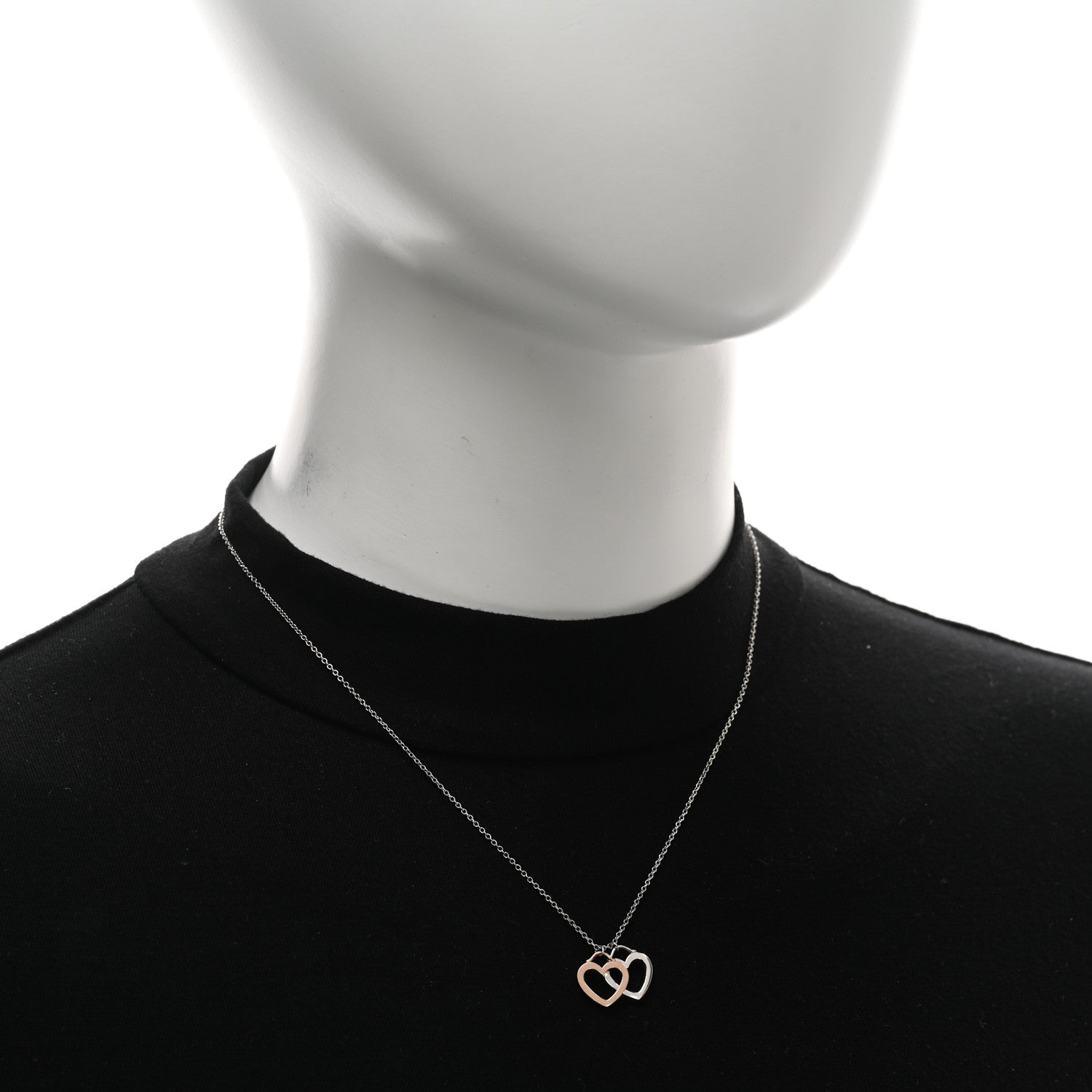 Tiffany Sterling Silver 18K Rose Gold Double Open Heart Pendant Necklace 2 of 4