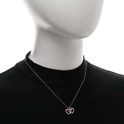 Tiffany Sterling Silver 18K Rose Gold Double Open Heart Pendant Necklace 2 of 4