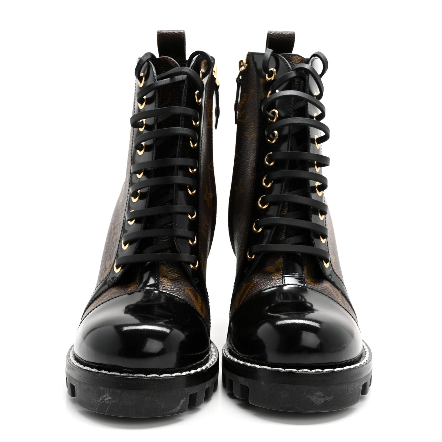 Patent Calfskin Monogram Star Trail Ankle Boots 38.5 Black