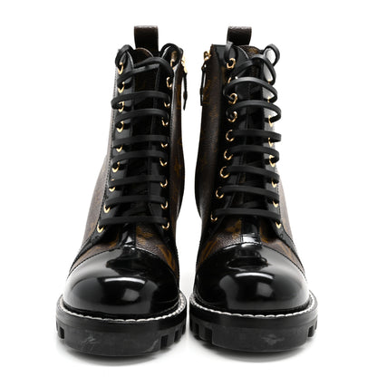 Louis Vuitton Patent Calfskin Monogram Star Trail Ankle Boots 38.5 Black 2 of 11