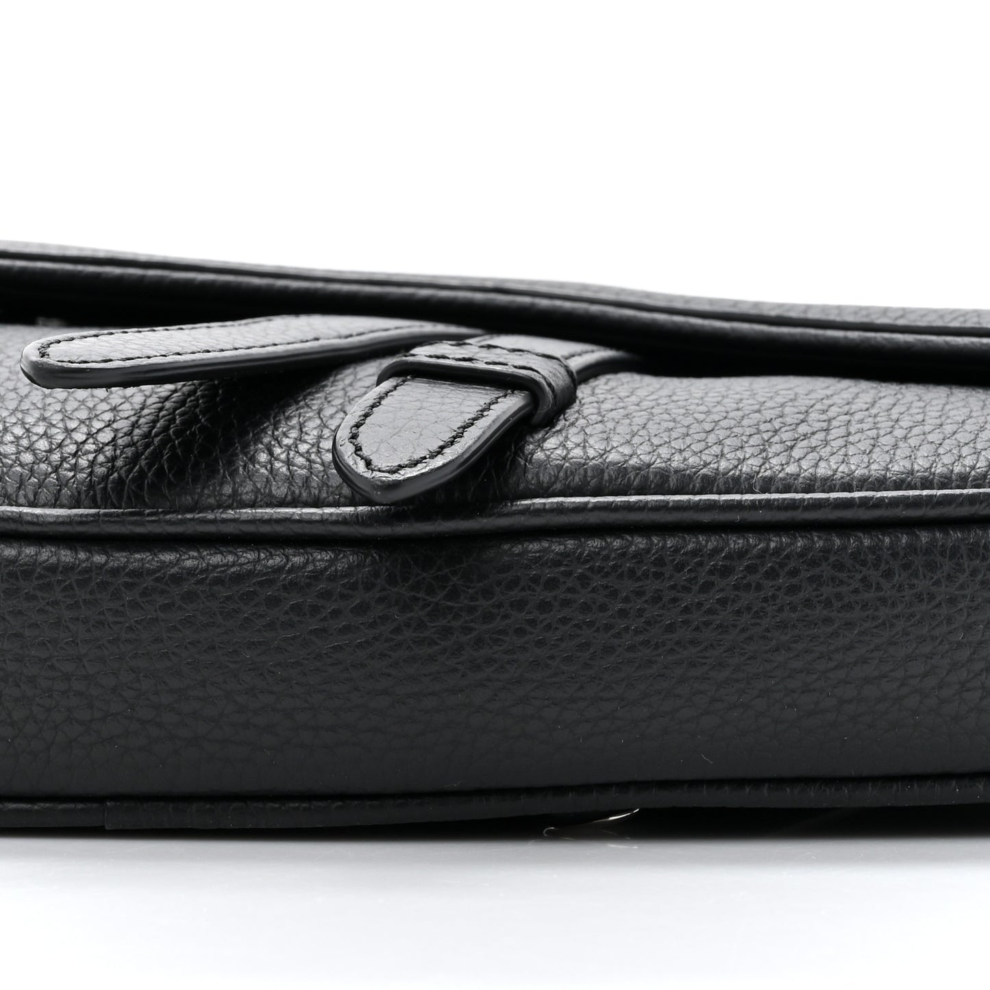 Grained Calfskin Mens Mini Saddle Bag Black