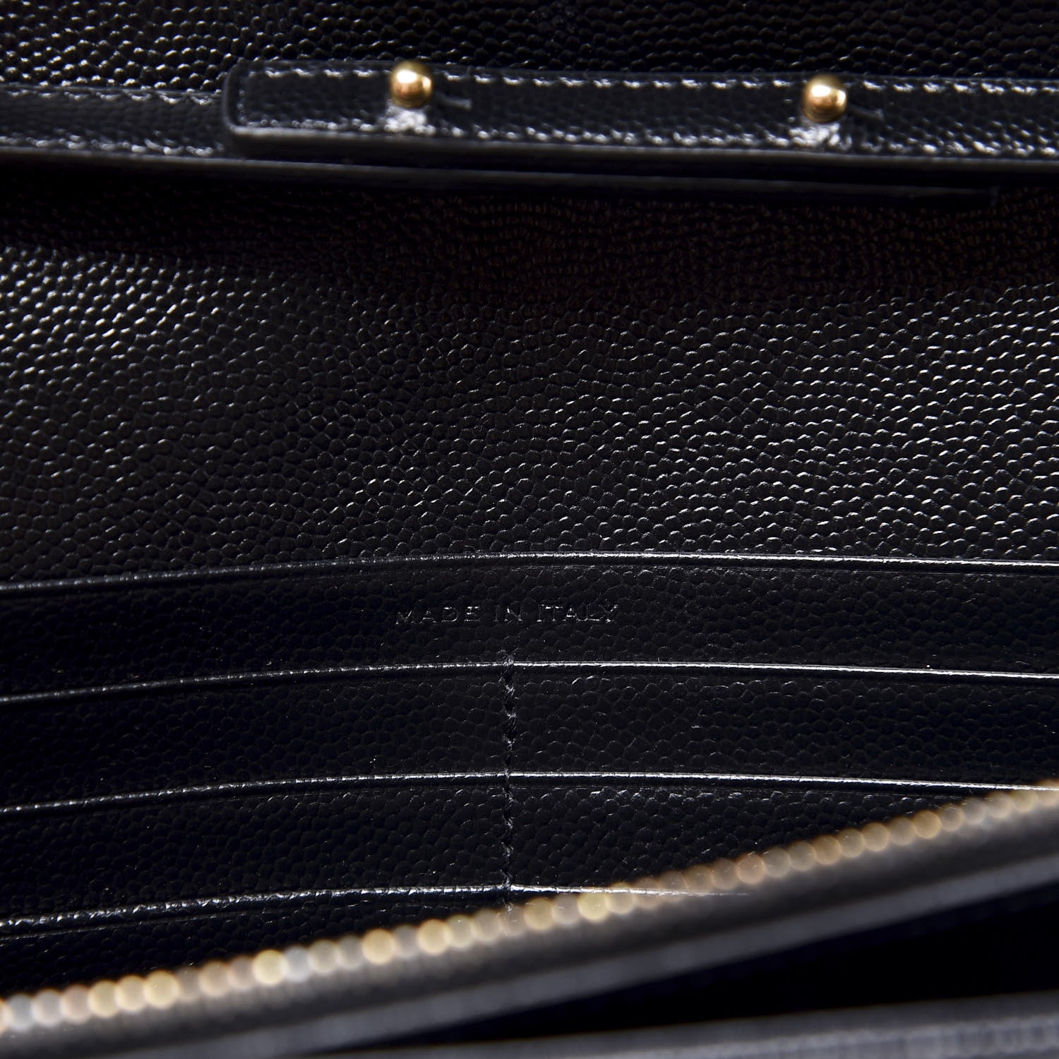 Saint Laurent Grain De Poudre Matelasse Chevron Monogram Chain Wallet Black 6 of 13