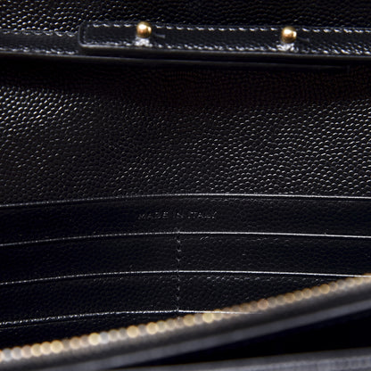 Saint Laurent Grain De Poudre Matelasse Chevron Monogram Chain Wallet Black 6 of 13
