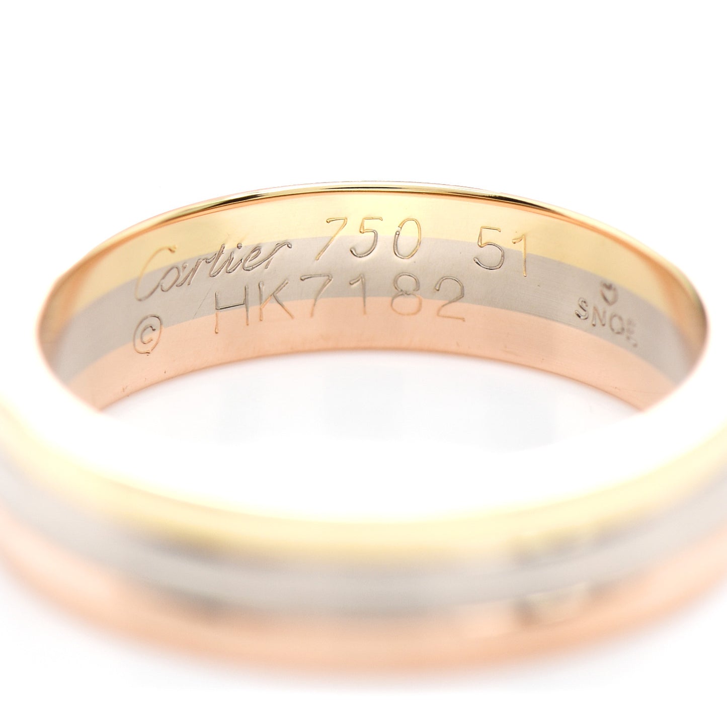18K Pink White Yellow Gold 4.8mm Vendome Louis Cartier Wedding Band Ring 51 5.75