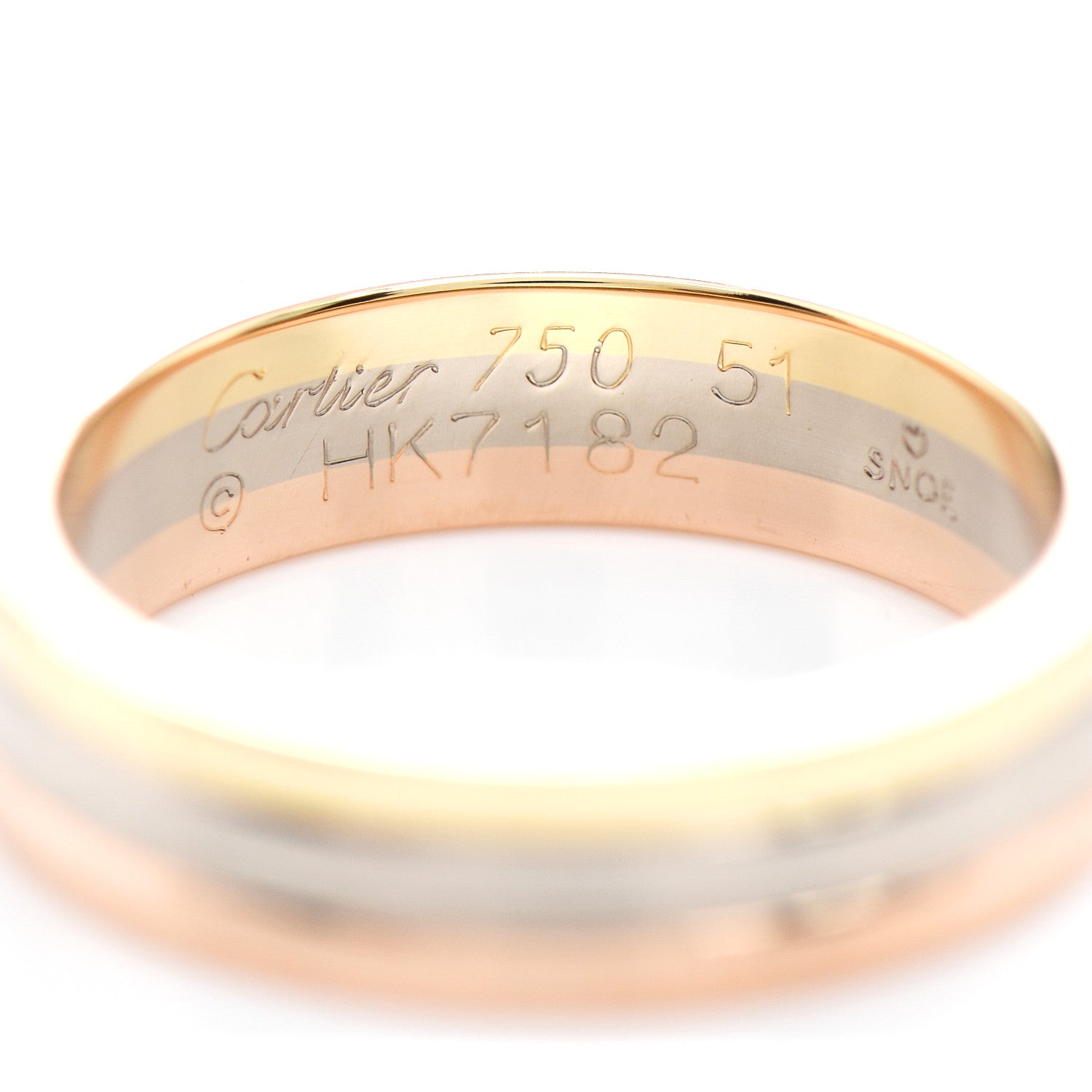 Cartier 18K Pink White Yellow Gold 4.8mm Vendome Louis Cartier Wedding Band Ring 51 5.75 4 of 4
