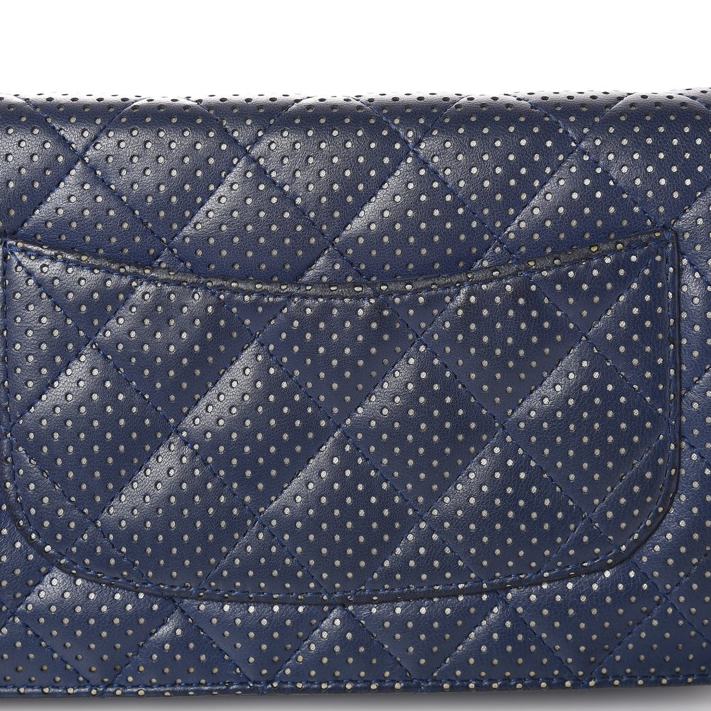 Perforated Lambskin Quilted Wallet On Chain WOC Blue