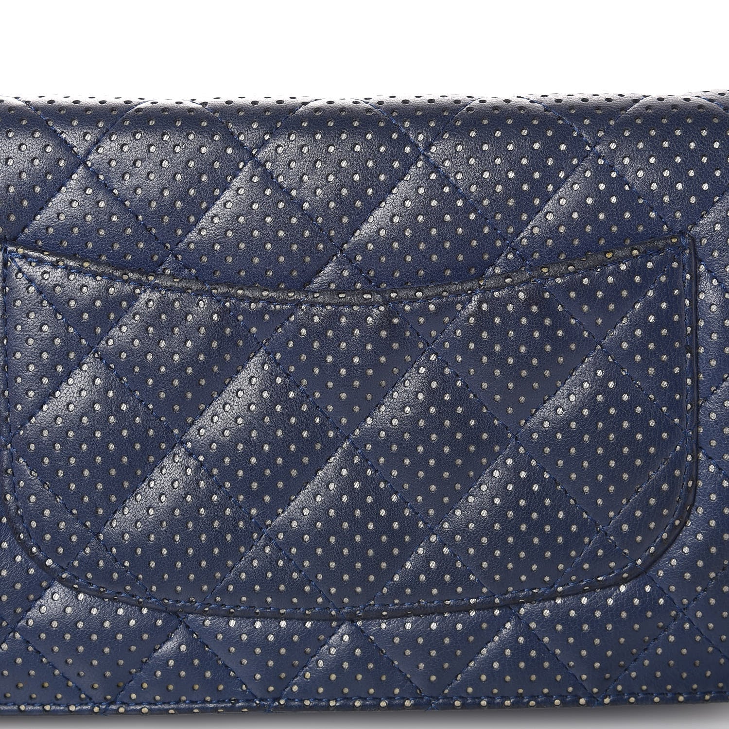 Chanel Perforated Lambskin Quilted Wallet On Chain WOC Blue 17 of 18