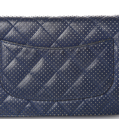 Chanel Perforated Lambskin Quilted Wallet On Chain WOC Blue 17 of 18
