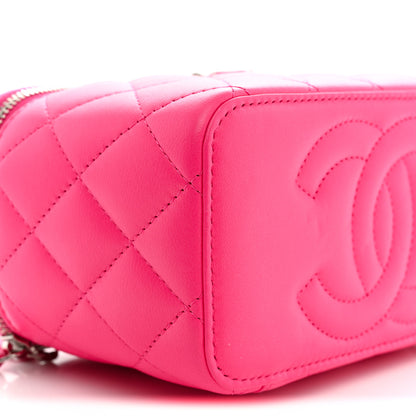 Chanel Lambskin Quilted Metal Enamel Small Top Handle Vanity Case With Chain Pink 9 of 11