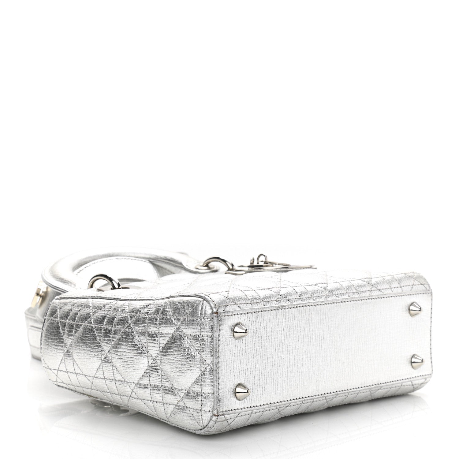 Christian Dior Metallic Grained Calfskin Cannage Small Lucky Badges My Lady Dior Silver 5 of 11