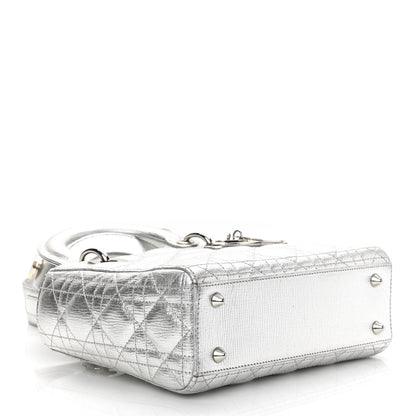 Christian Dior Metallic Grained Calfskin Cannage Small Lucky Badges My Lady Dior Silver 5 of 11