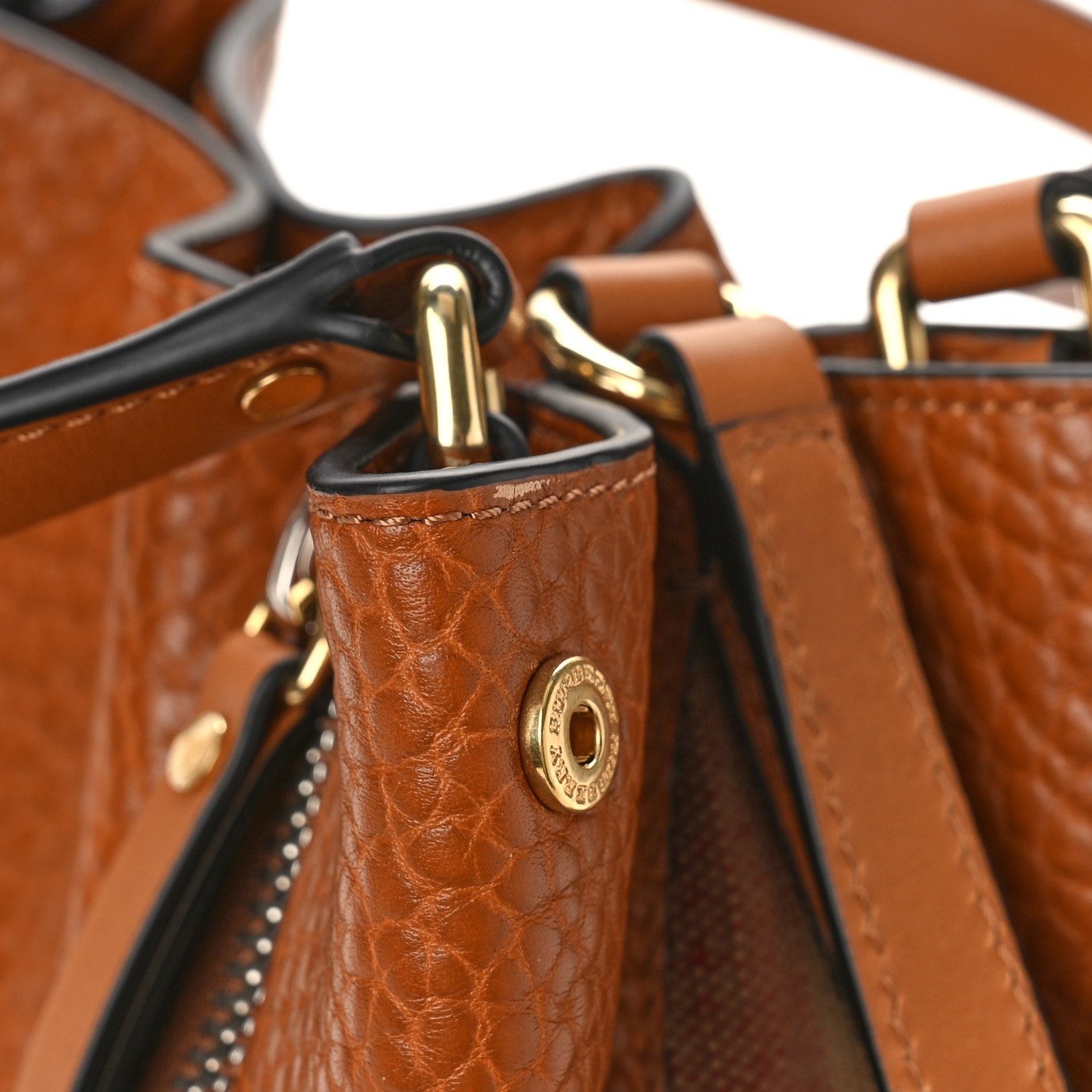 Burberry Grainy Calfskin House Check Small Maidstone Saddle Brown 9 of 9