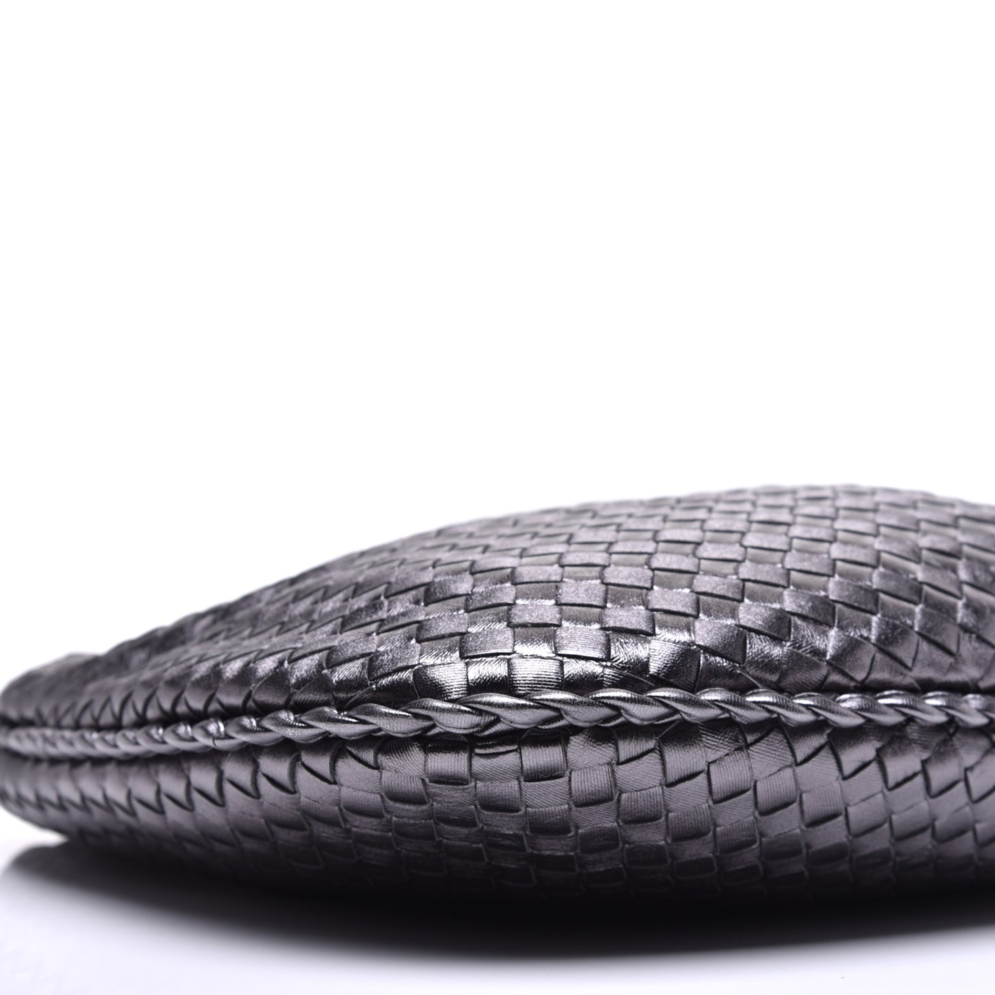 Metallic Nappa Intrecciato Medium Veneta Hobo Pewter