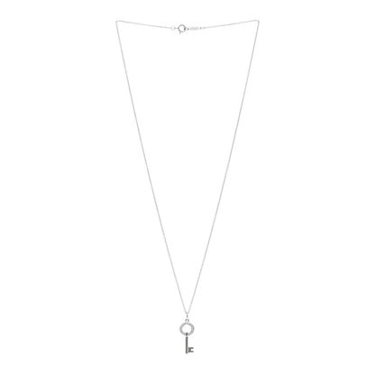 Tiffany 18K White Gold Diamond Modern Keys Round Open Key Pendant Necklace 3 of 5
