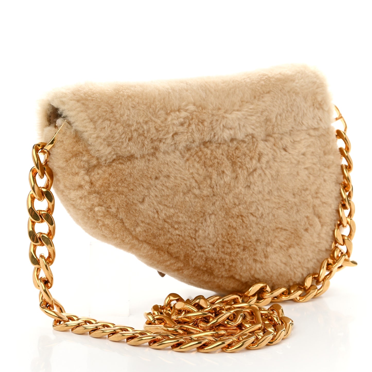 X ERL VENICE Shearling Chinese New Year Rabbit Saddle Bag Beige Multicolor