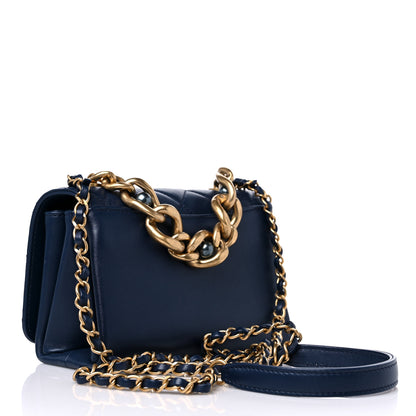 Chanel Calfskin Quilted Pearl Jewel Chain Flap Navy 3 of 10