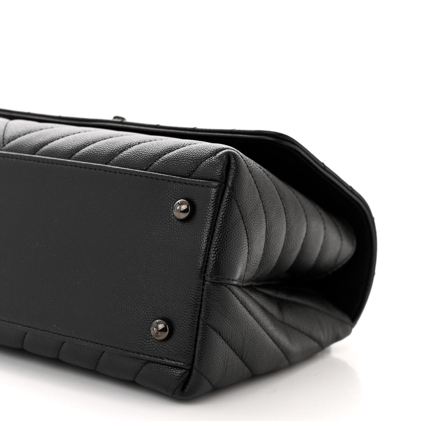 Caviar Chevron Quilted Small Coco Handle Flap So Black