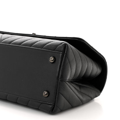 Chanel Caviar Chevron Quilted Small Coco Handle Flap So Black 10 of 10