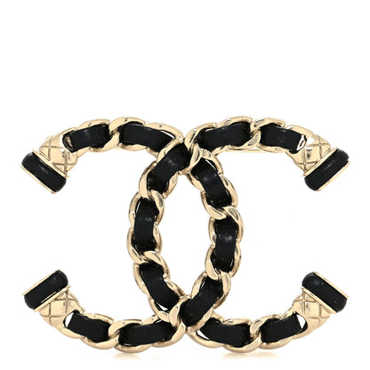 Chanel Lambskin Chain CC Brooch Black Gold 1 of 3