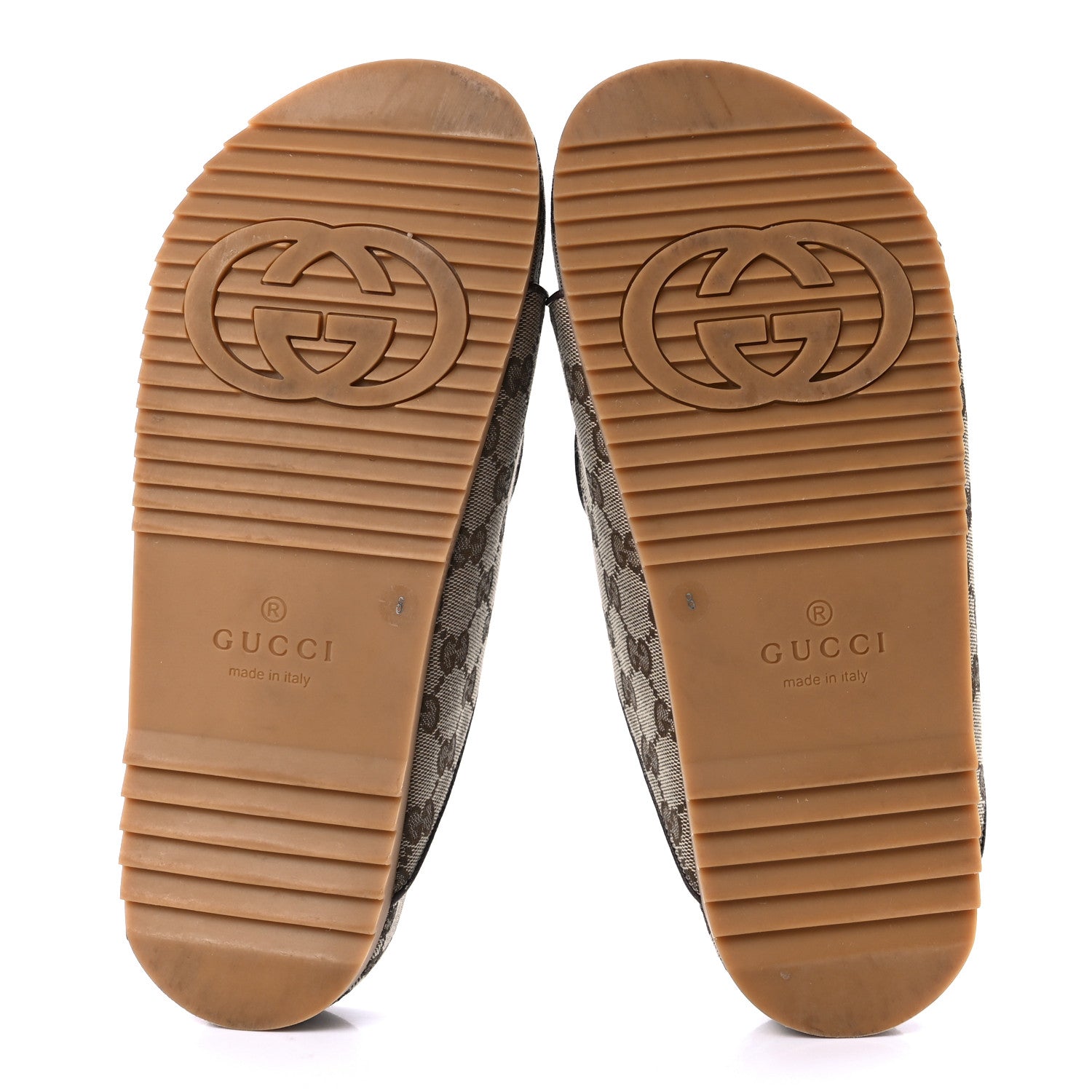 Gucci GG Monogram Lavaredo Eco Fabric Mens Slide Sandals With Straps 8 Beige Ebony Light Brown 5 of 8