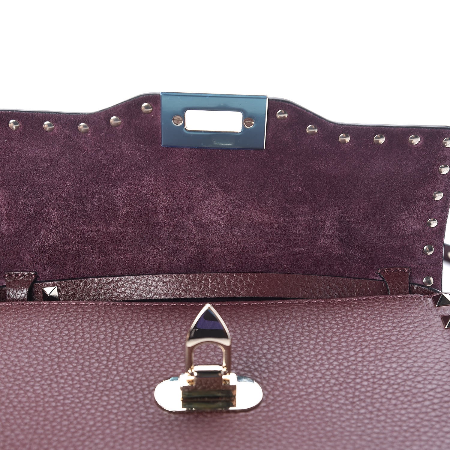 Valentino Garavani Pebbled Calfskin Medium Rockstud Flip Lock Crossbody Bag Rubin 7 of 10