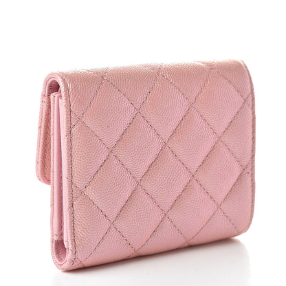 Chanel Iridescent Caviar Small Quilted Flap Wallet Rose Pink 3 of 9