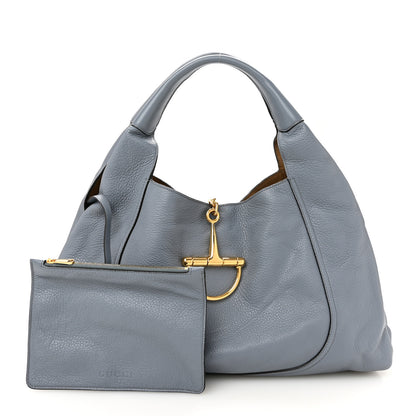 Gucci Grained Calfskin Softbit Maxi Shoulder Bag Dusty Blue 3 of 14