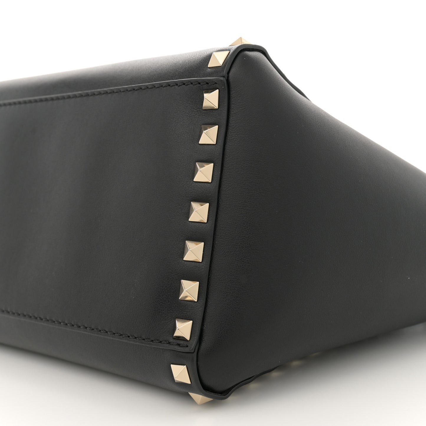 Vitello Small Rockstud Double Handle Tote Black
